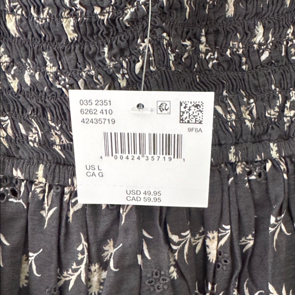 American Eagle Scalloped Sweetheart Floral Black Top - Picture 3 of 6